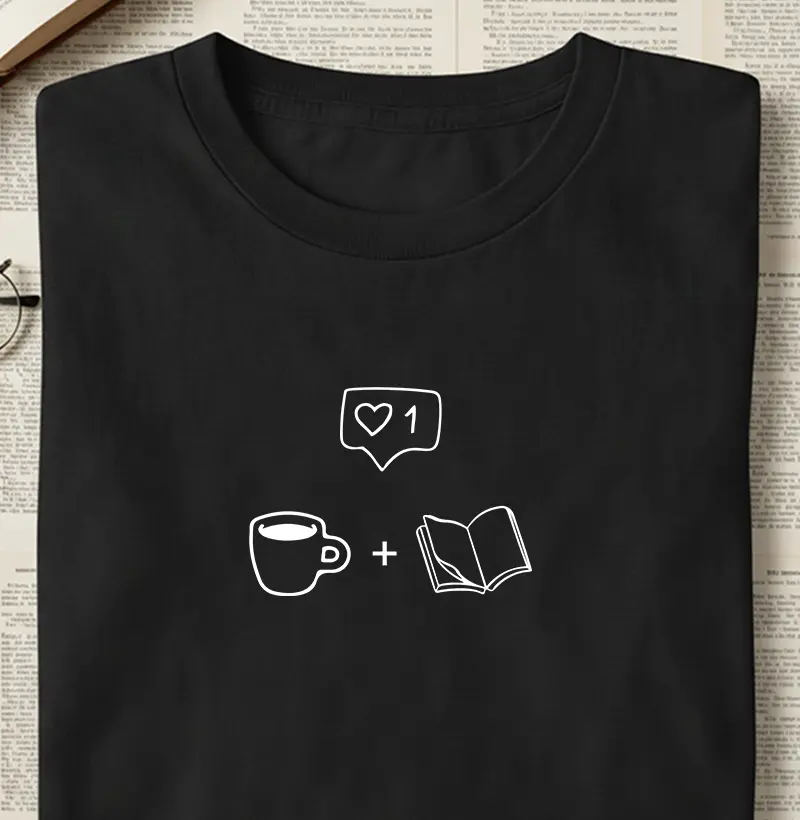 Camiseta - Amo Café e livros.