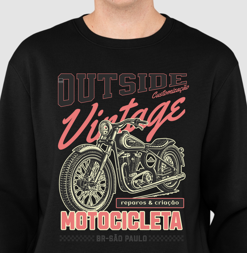 Moletom Gola Careca - Vintage Motocicleta