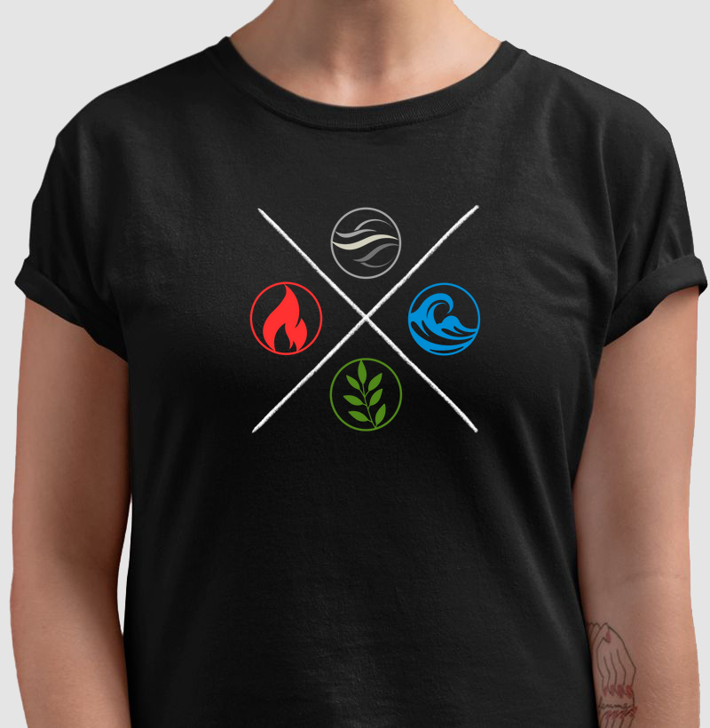 Camiseta 4 Elementos da Natureza Est. X Preta Feminina