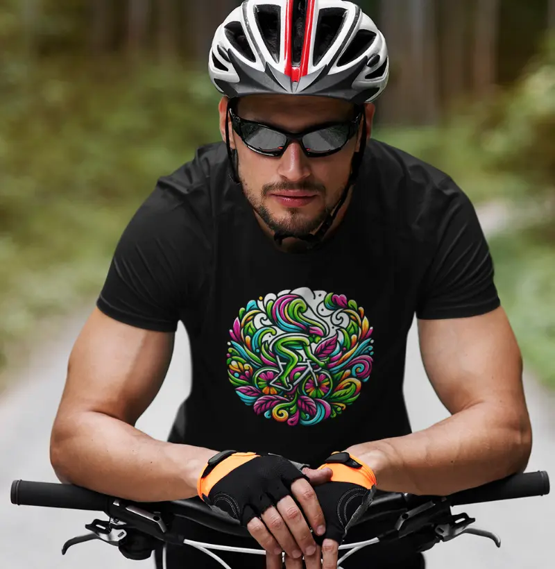 Ciclista da Natureza | Harmonia em Movimento | Camiseta de ciclismo vibrante