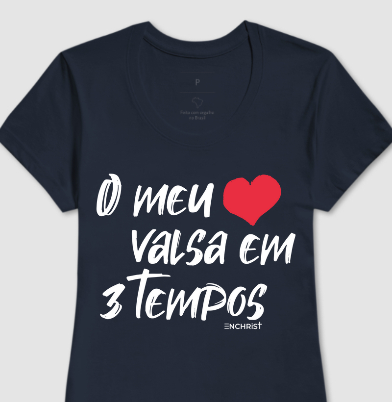 Camiseta preta escura - O meu coração valsa em 3 tempos