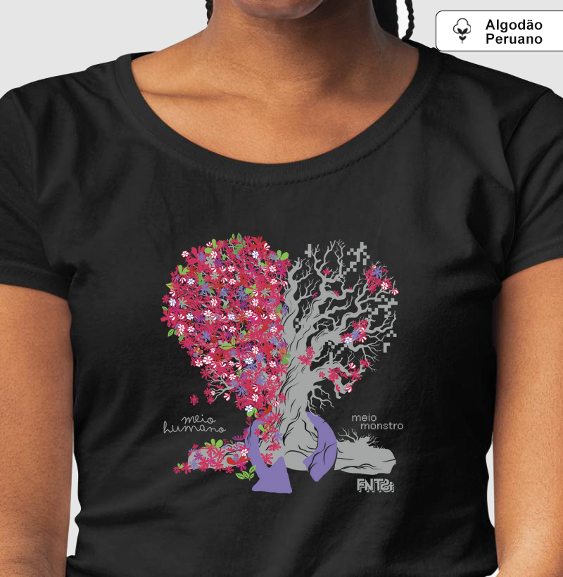 T-SHIRT "HUMANOS E MONSTROS" / ÁRVORE-CORAÇÃO (ALGODÃO PERUANO)