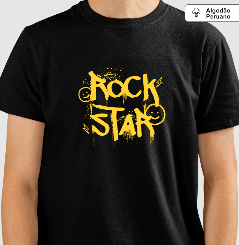 Rock Star: Camiseta em Algodão Peruano - Destaque Seu Estilo com Atitude e Brilho