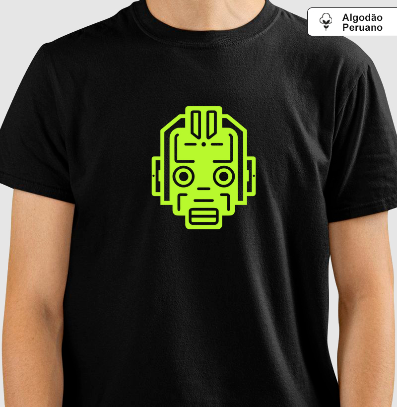 Robo Neon: Camiseta em Algodão Peruano - Estilo Futurista em Alta Definição
