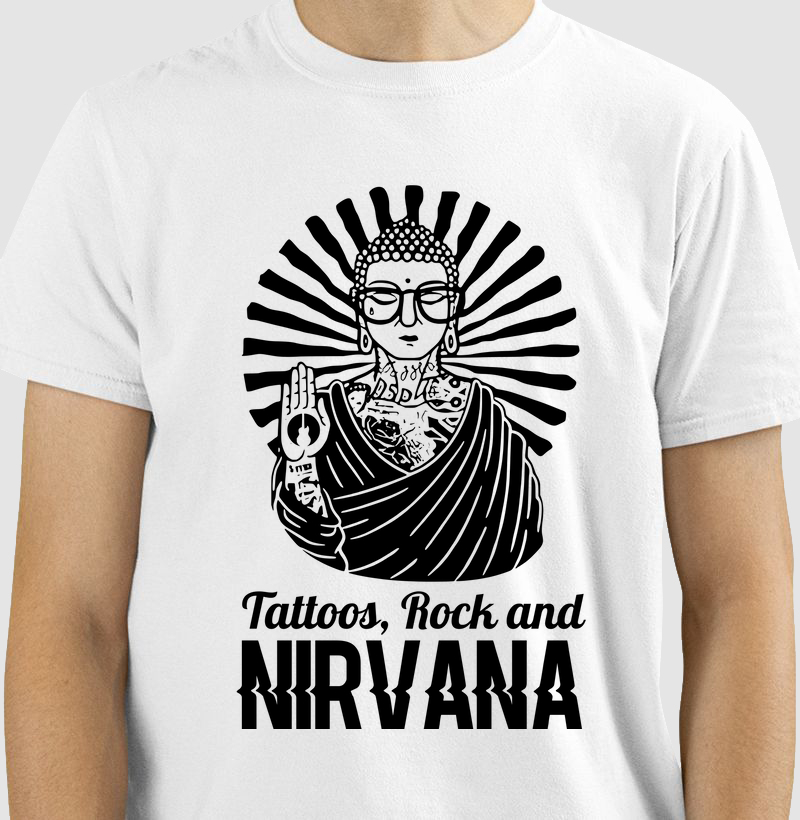 Camiseta Buda Big Tatoos, Rock and Nirvana