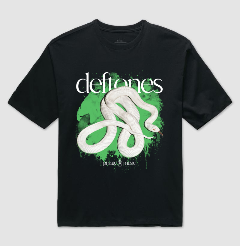 CAMISETA OVERSIZED DEFTONES WHITE SNAKE GREEN
