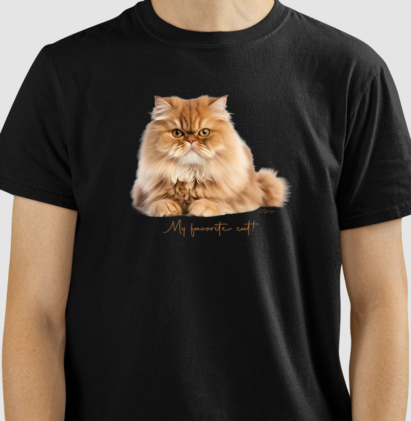 Camiseta gato ruivo persa escrita ferrugem