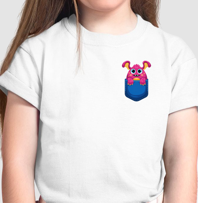 Monstro Rosa com Orelhas no Bolso Azul