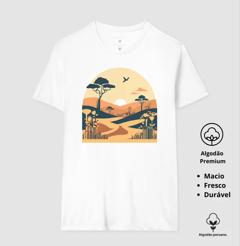 Camiseta Animalis Por do Sol Africano 100% Algodão Peruano