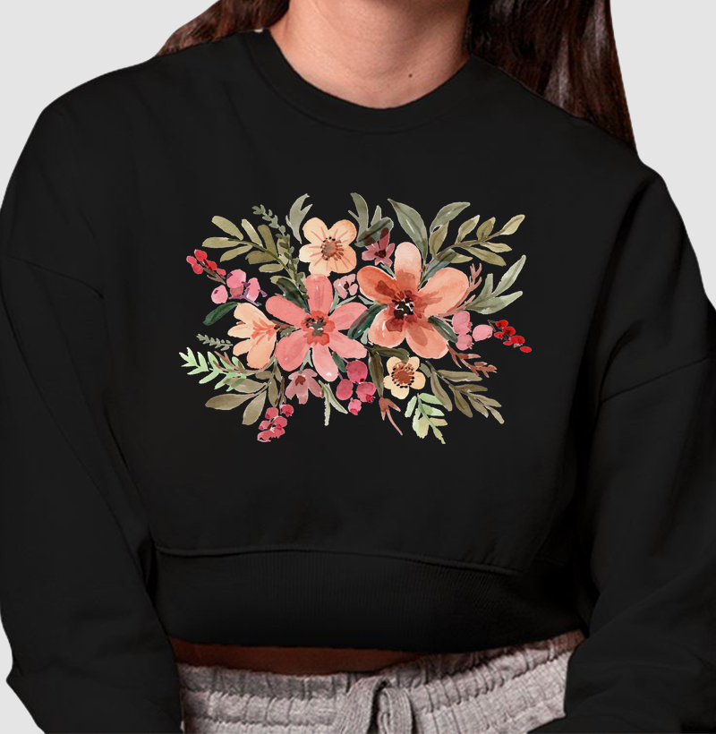 HONESTEE FLORES ROSAS Moletom Cropped