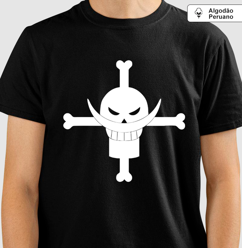 Camisa Algodão Peruano Caveira Barba Branca - One piece (V. White)