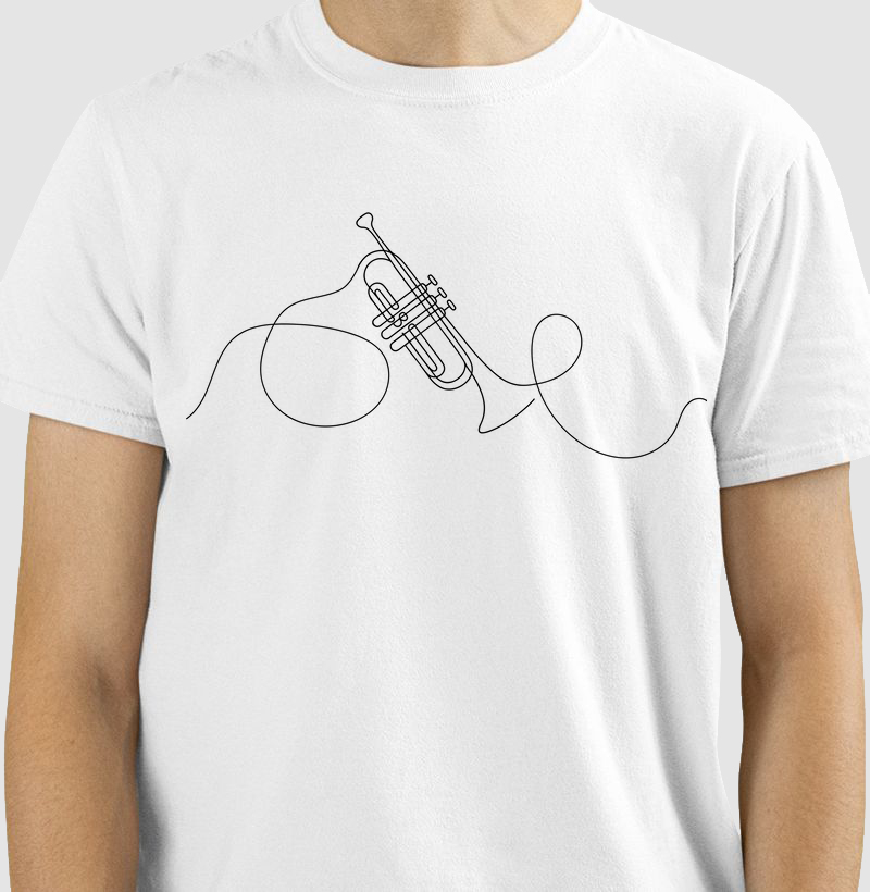 Camiseta Minimalista Trompete Linha Contínua