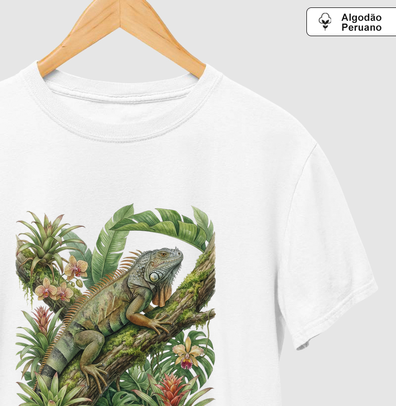 Camiseta Premium Iguana-Verde | Coleção Aquarela Nativa