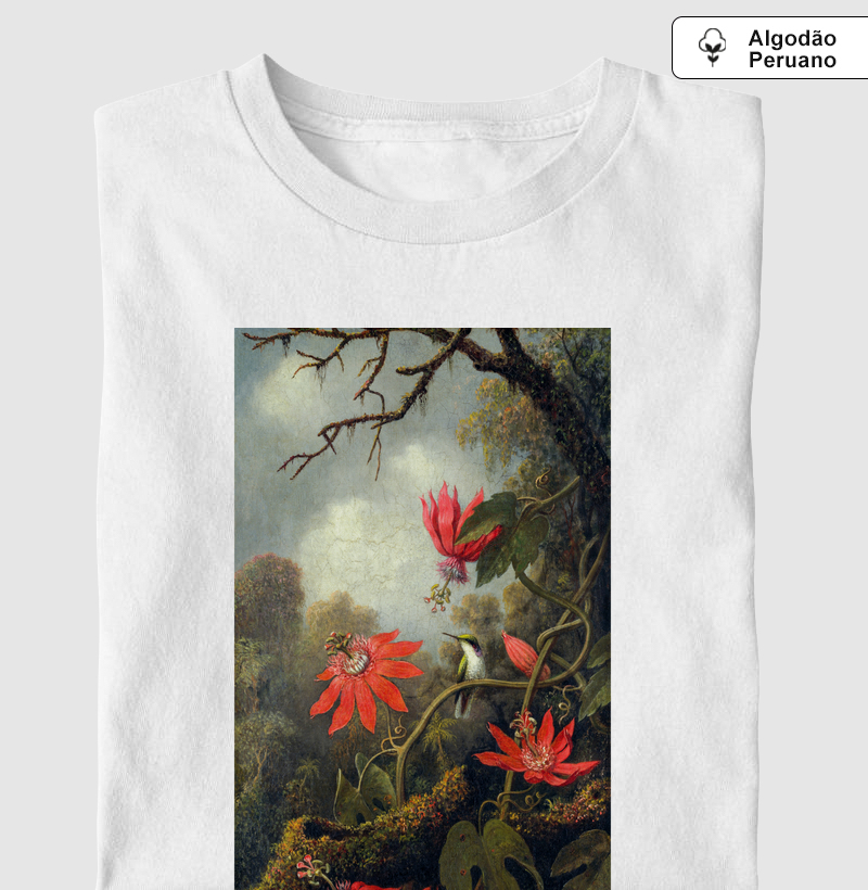 Hummingbird and Passionflowers