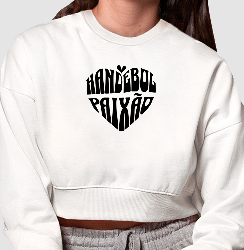 Moletom Cropped de Handebol -  Coração Handebol Paixão 