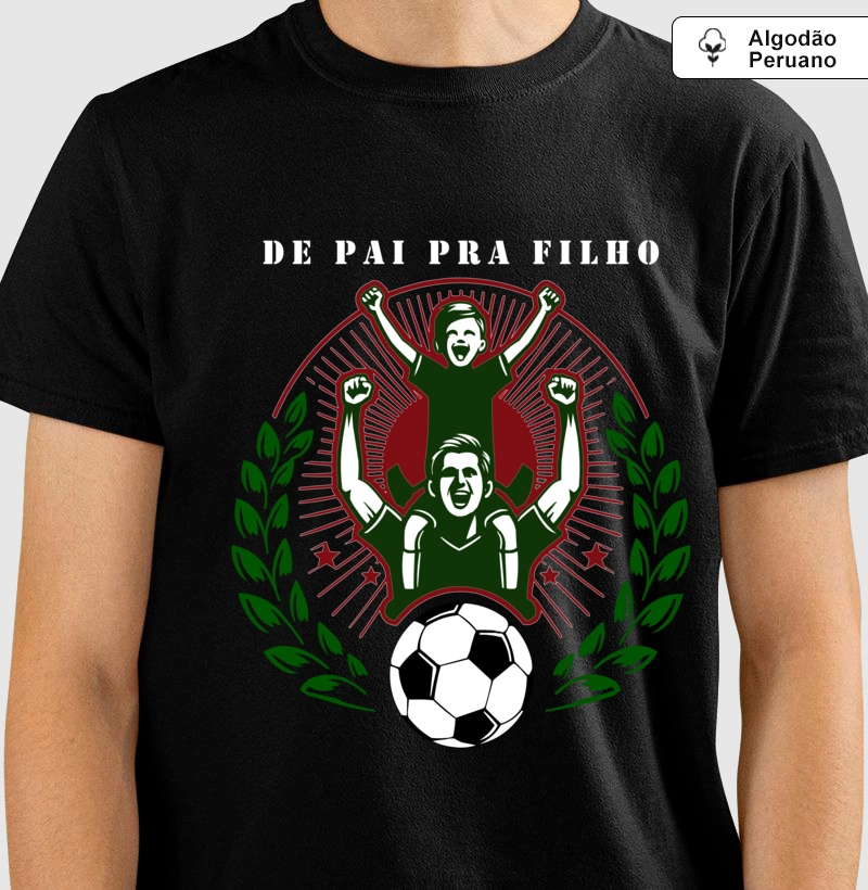 Camiseta De Pai Pra Filho Algodão Peruano - Bordô, Verde e Branco