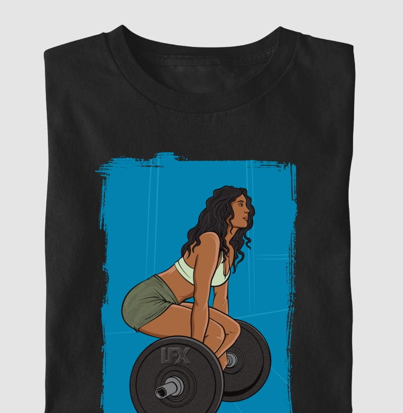 Mulher Cacheada fazendo DeadLift V01