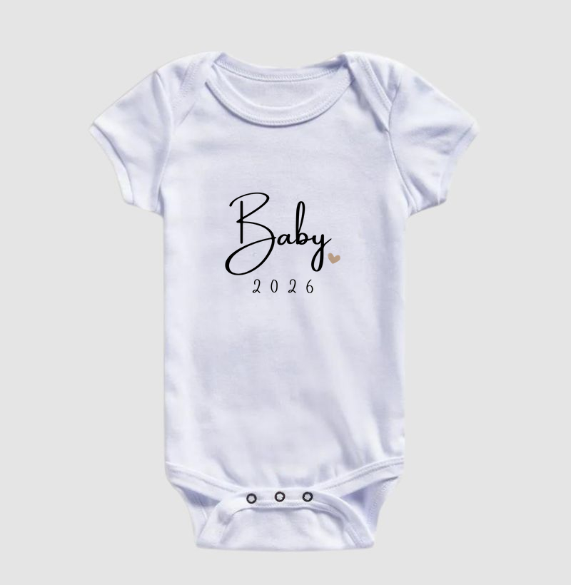Baby 2026 - coração bege (body bebê)