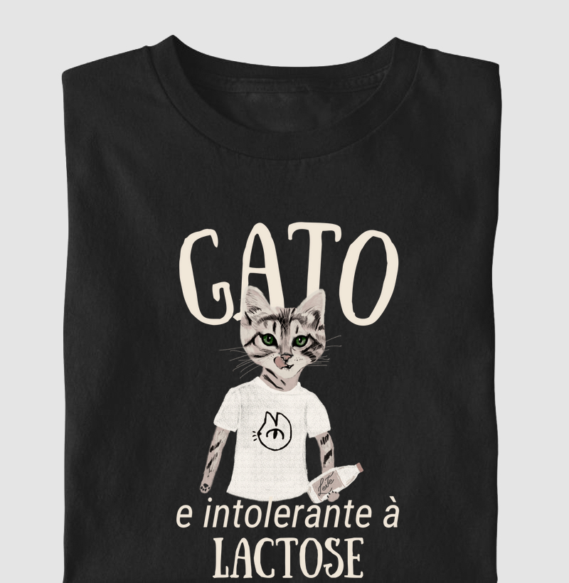 Camiseta Gato e intolerante à lactose