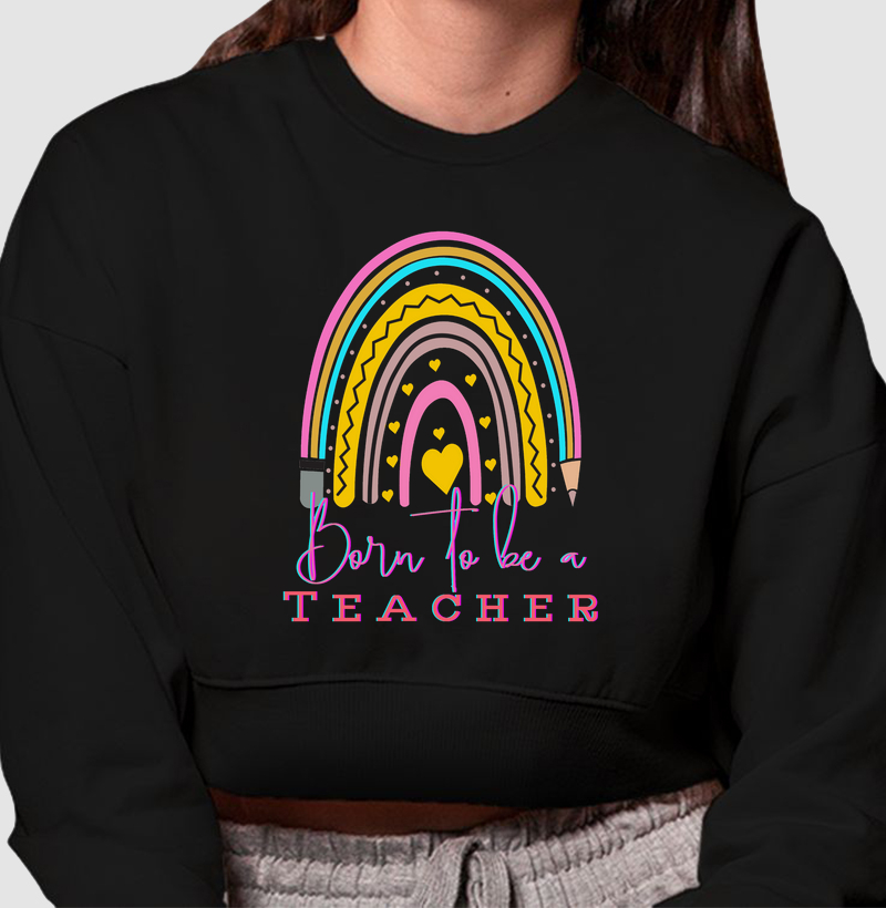 HONESTEE BORN TO TEACH Cropped Moletom