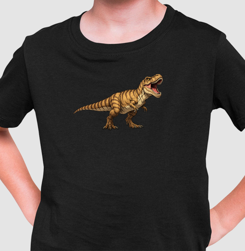 Camisa Algodão Estampada Dinossauro T-rex Rugido do Rei Premium