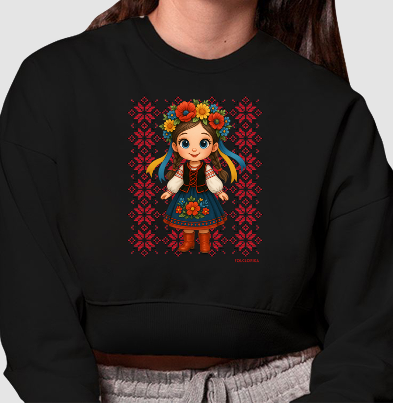 Menina com fundo bordado