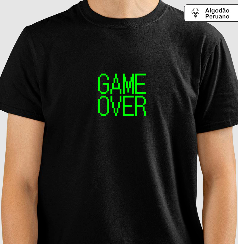 Camiseta “Game Over Pixel” em Algodão Peruano