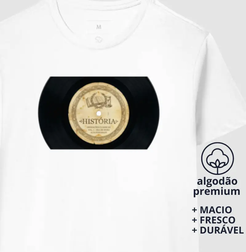 Camiseta História - disco de vinil
