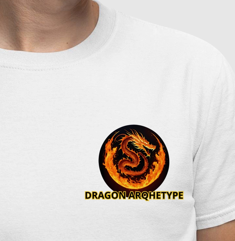 Camiseta Masculina Arquétipo do Dragão Força e Poder Inglês