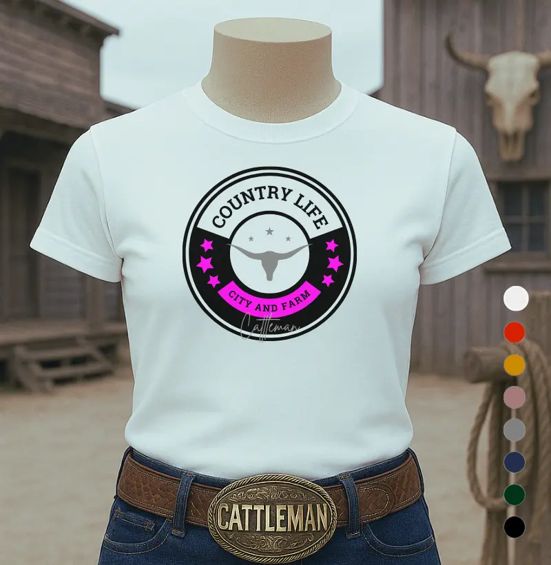 Camiseta Country Life rosa | Camiseta country feminina