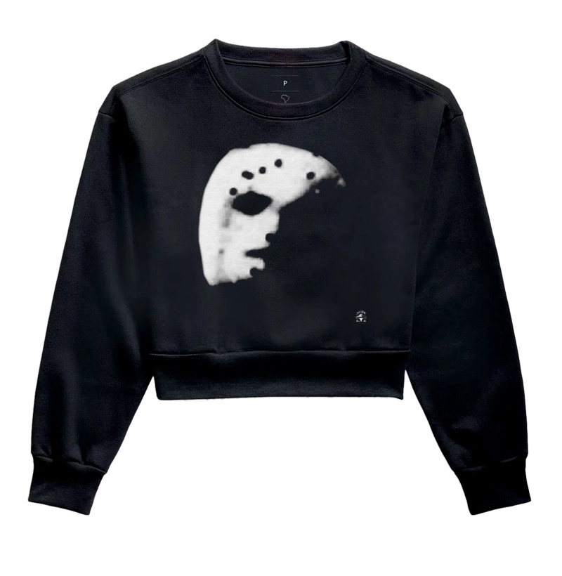 Cropped Moletom Rosto em Marte