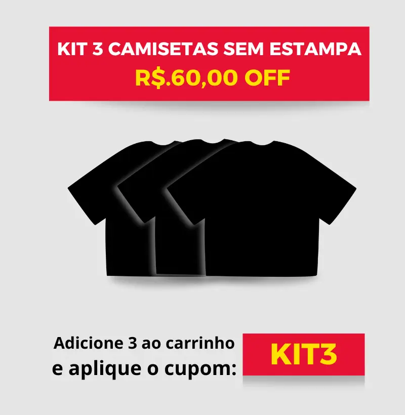 KIT 3 CAMISETAS SEM ESTAMPA