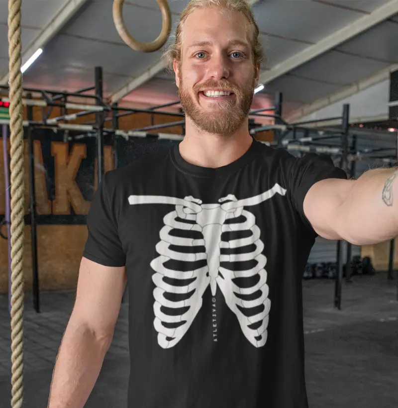 Camiseta Esqueleto Atleta | Anatomia Esportiva | Estampa Gigante | Exclusiva ATLETIVA | Performance | Resistência