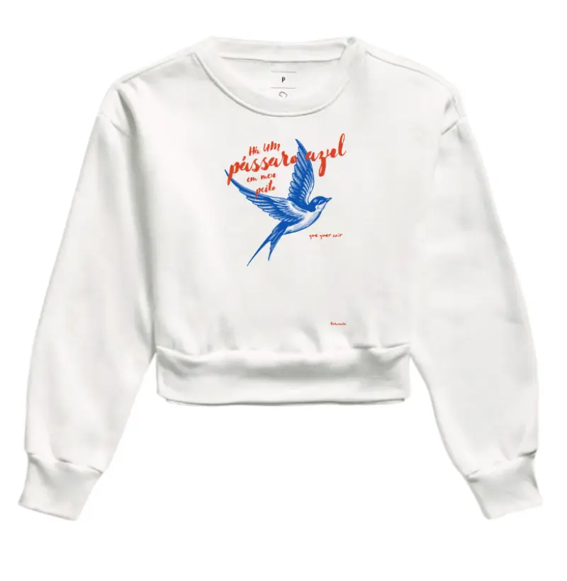 Cropped Moletom PÁSSARO AZUL 2 Matutaremos