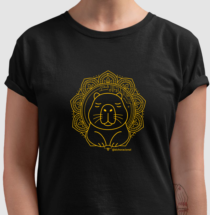 Capivara mandala rosa e amarela