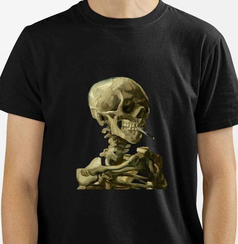 Camiseta arte - Head Of A Skeleton With A Burning Cigarette