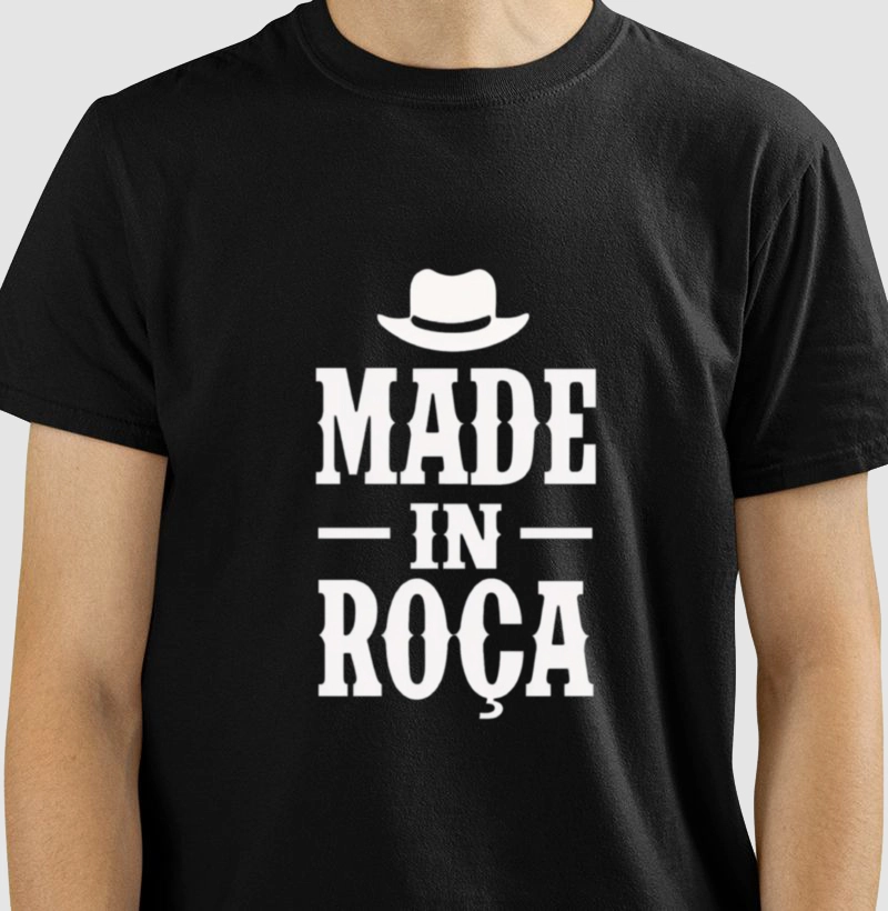 Camiseta Made In Roça com frase Branca 