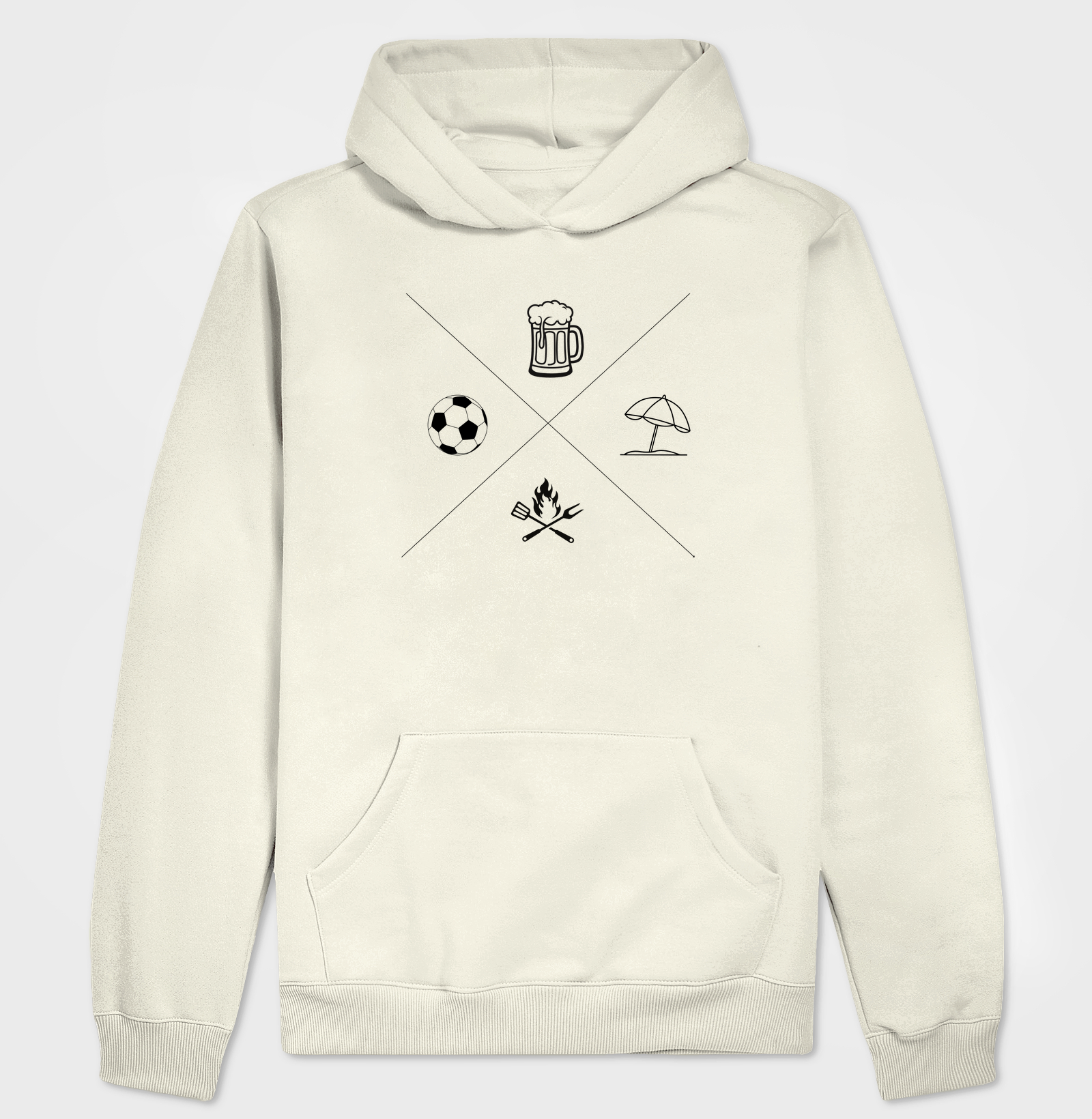 Camiseta - ícones, cerveja, futebol, churrasco e praia 