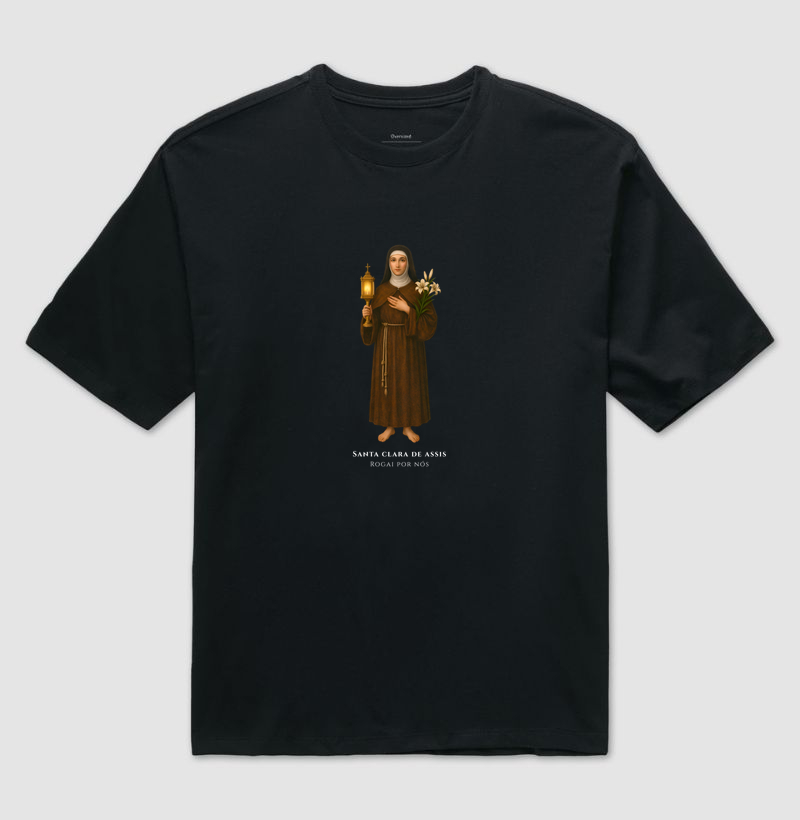 Camiseta Católica - Santa Clara de Assis - Rogai por nós