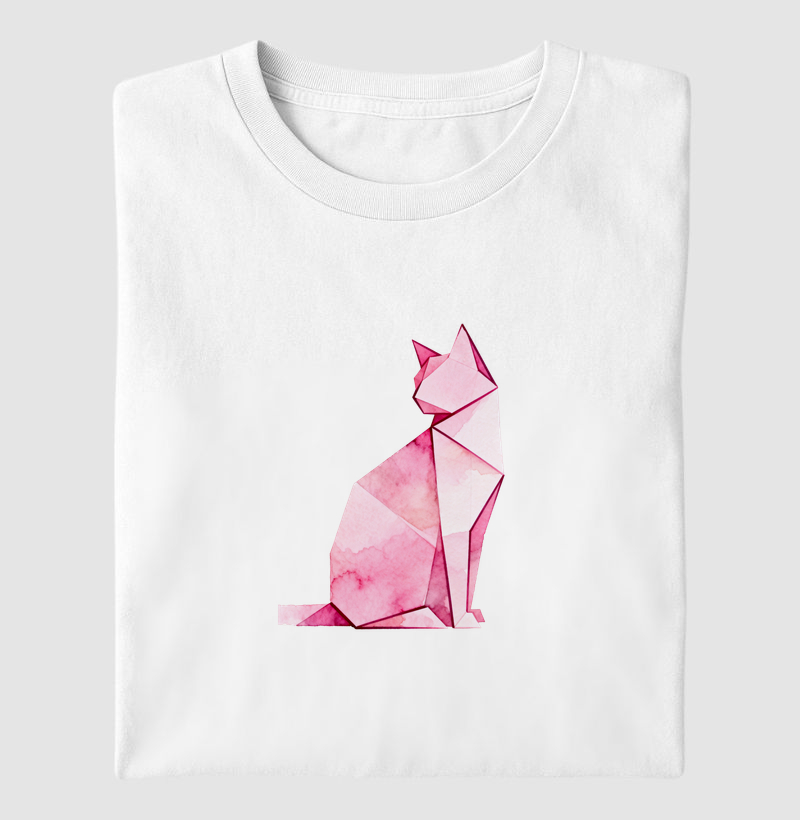 Origami Cat Aquarela Rosa