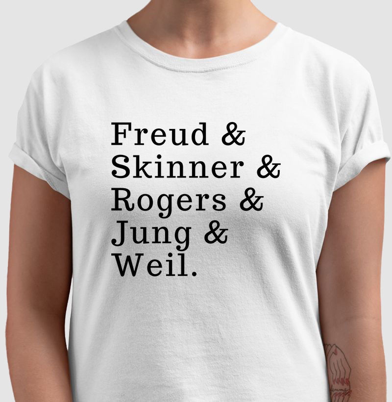 Camiseta Freud, Skinner, Rogers, Jung, Weil