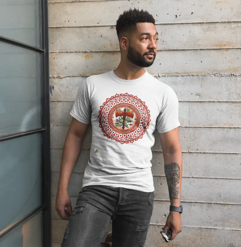 Camiseta mandala do machado de Xangô 100% Algodão