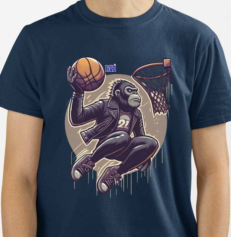 Camiseta com Estampa de Macaco Fazendo uma Jogada para Fazer uma Sexta
