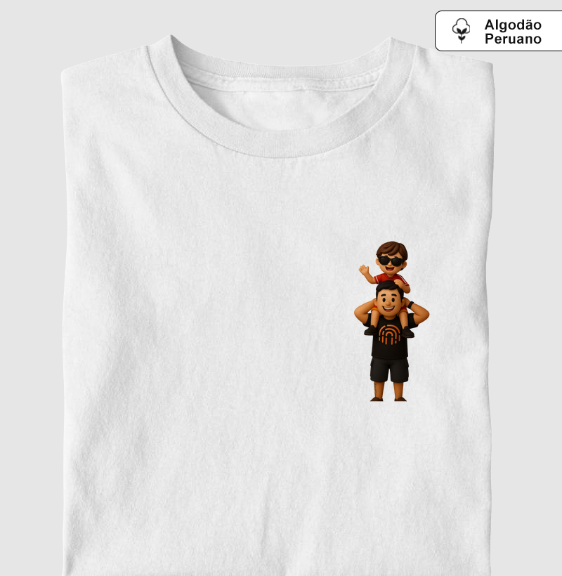 Camiseta Versinho pai e filho | Filho sentado no ombro do pai | Personalizado
