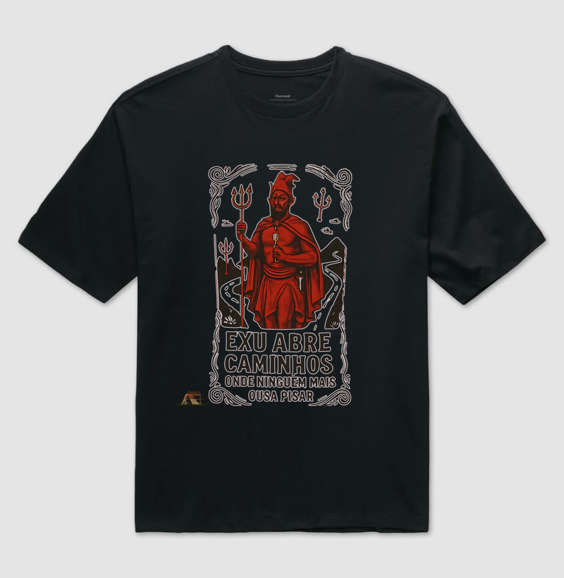 Camiseta Oversize Aruanda ê Exu Abre Caminhos exclusiva 100% Algodão