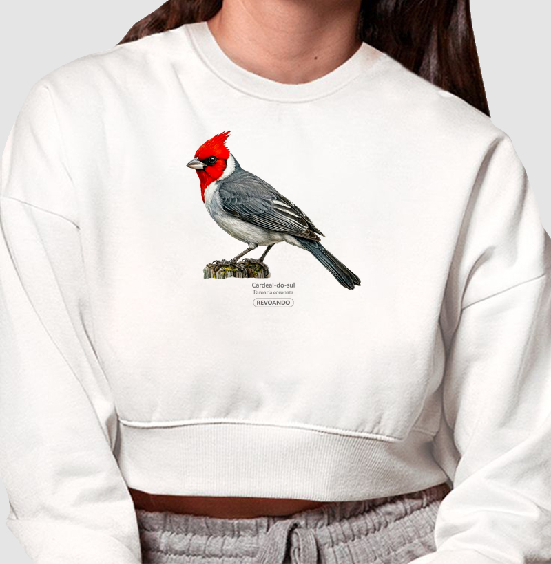 Traços Alados - Cardeal-do-sul - Moletom Cropped