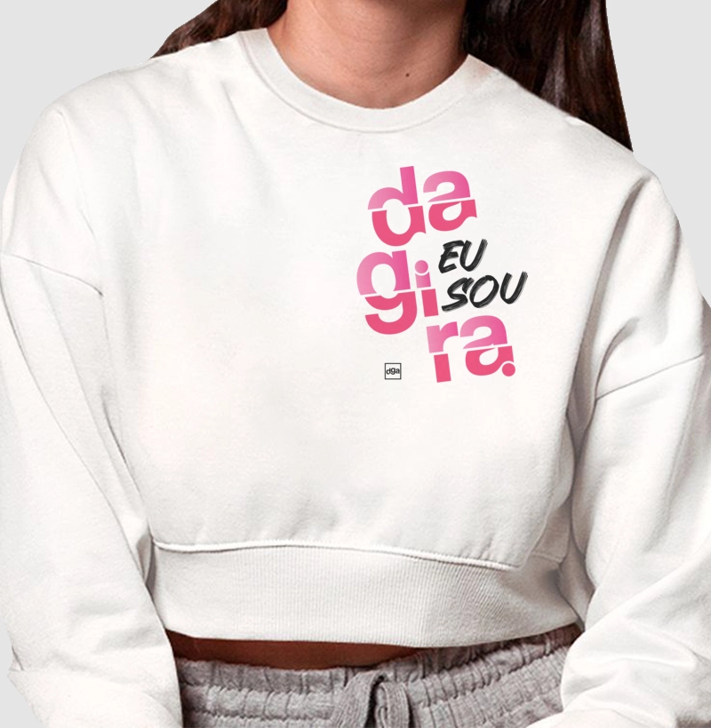 MOLETOM CROPPED EU SOU DA GIRA ROSA