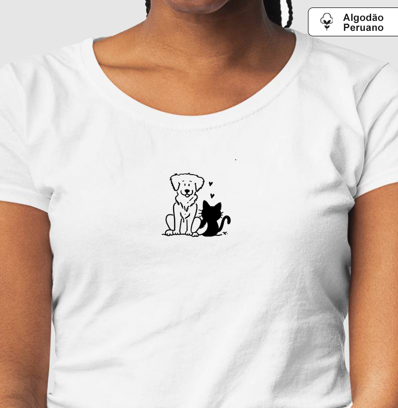 T-Shirt Algodão Peruano Golden e Gato Preto