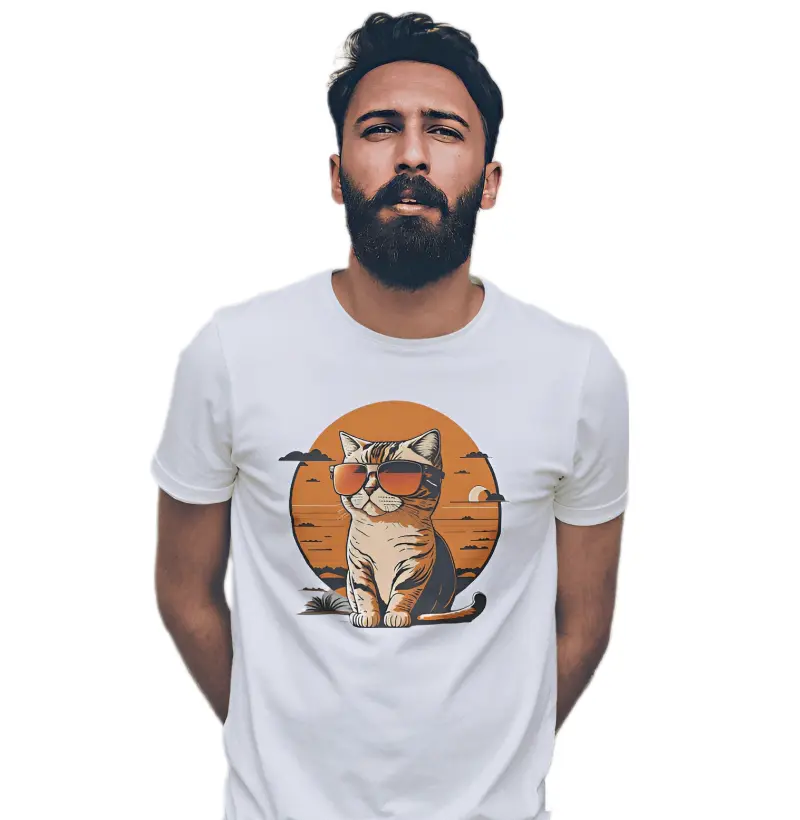 Camiseta Básica Gato Vintage Premium