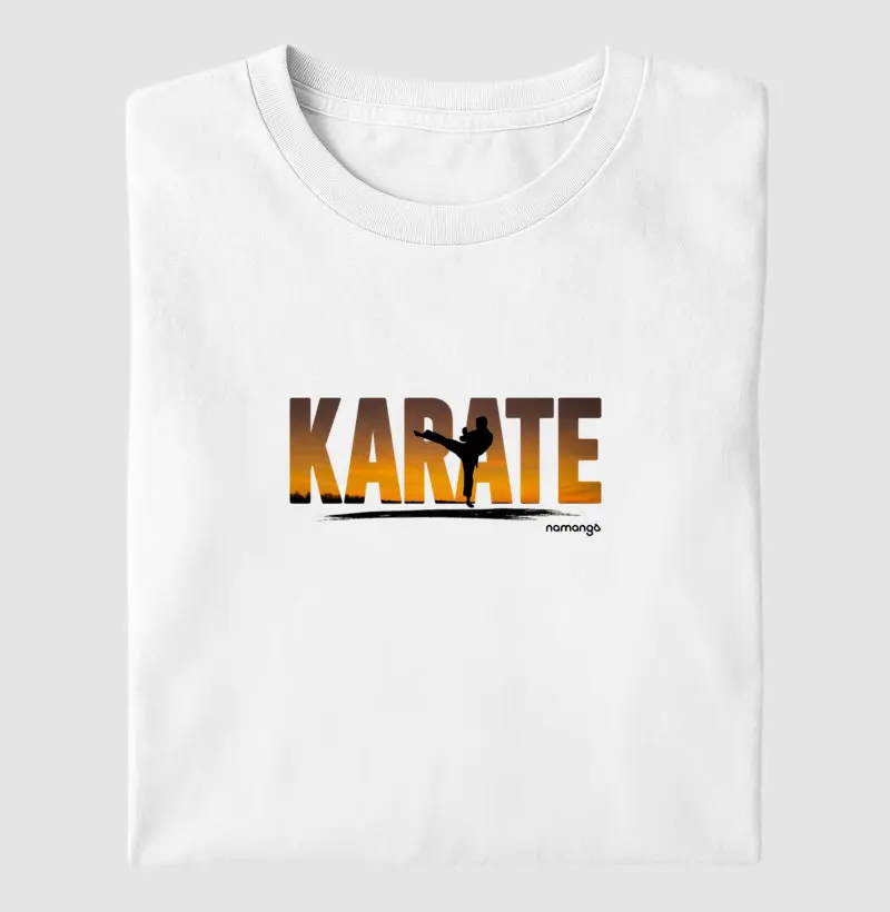 Camiseta Karate Silhueta no Pôr do Sol – Na Manga